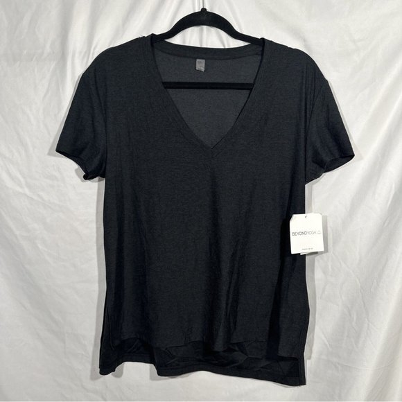 NWT $68 Beyond Yoga [ Small ] Featherweight Split Up Long‎ Tee Top Darkest Night - Picture 1 of 11